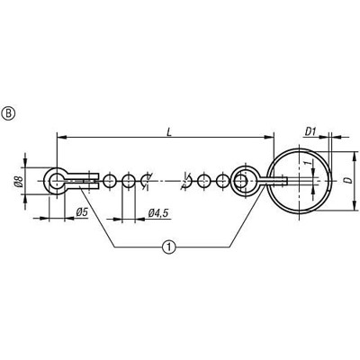 Produktbild von KIPP - KUGELKETTE MIT SCHLÜSSELRING L=1000, FORM:B EDELSTAHL, KOMP:EDELSTAHL