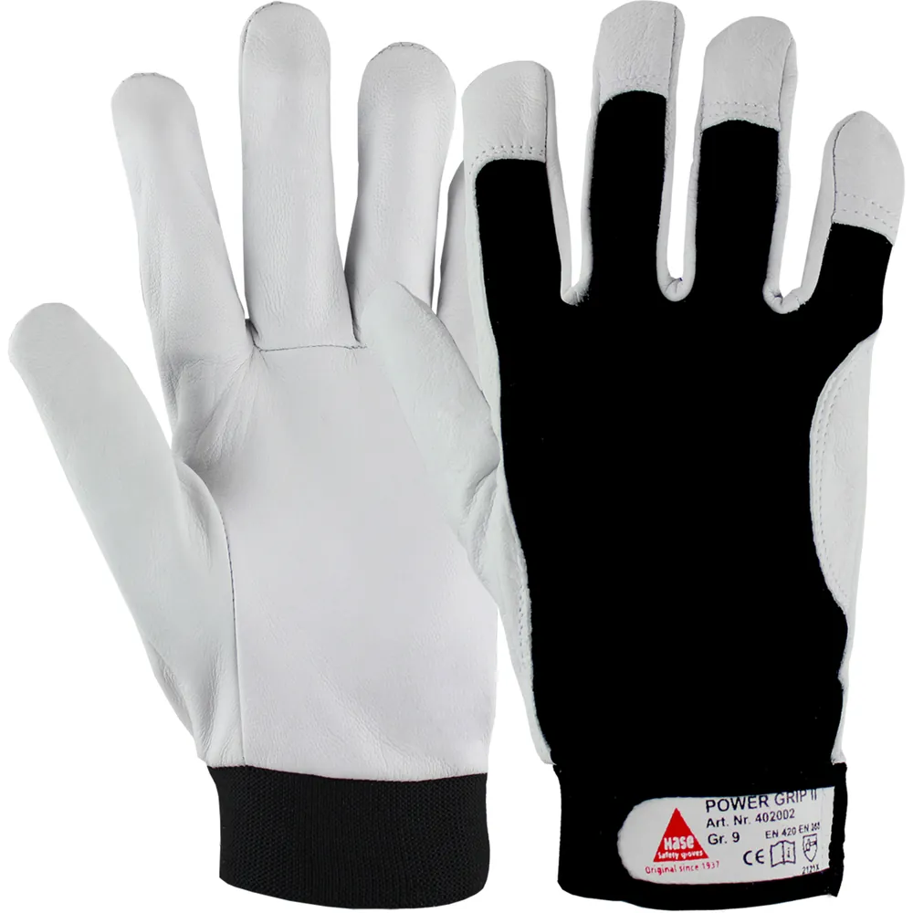 Hase Safety Gloves Mechanischer Lederhandschuh Power Grip II, Kat. II, grau Produktbild img1 L