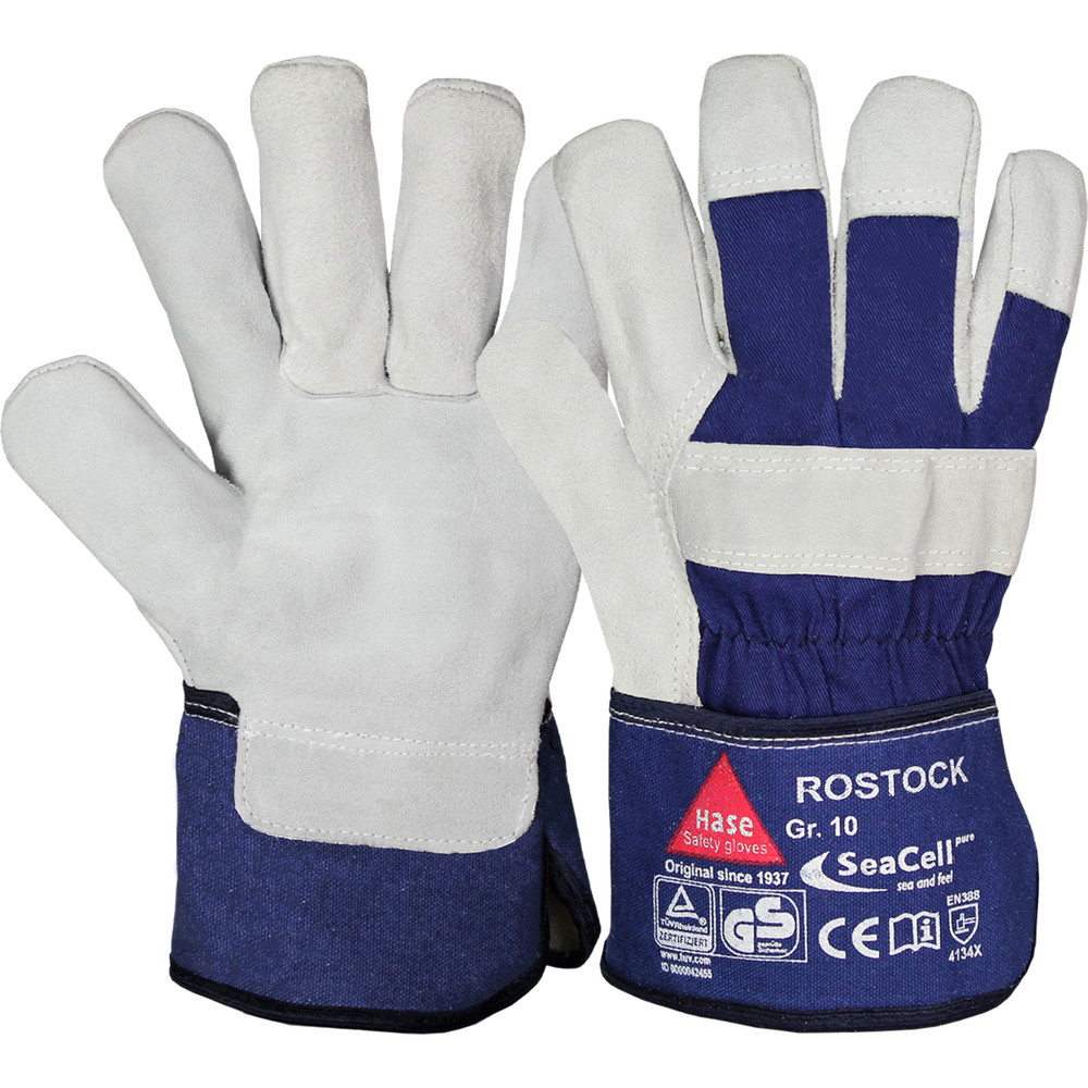 Hase Safety Gloves Mechanischer Lederhandschuh Rostock SeaCell®, Kat. II, blau, Größe 10 Produktbild img1 L