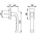 Produktbild von HOPPE® - DK-Fenstergriff,London 013/U34, mit eckiger Rosette,VK7x35,F1 eloxiert