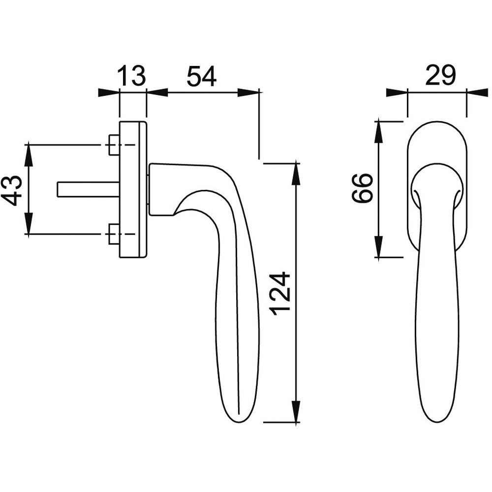 HOPPE® DK-Fenstergriff,Verona 0510/U26, mit ovaler Rosette,VK7x32,F1 eloxiert Produktbild img2 L