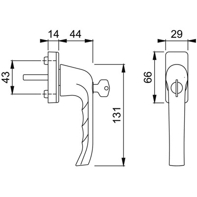 Produktbild von HOPPE® - DK-Fenstergriff,abschließbar,Palermo 055S/U34, 7/32, F9016