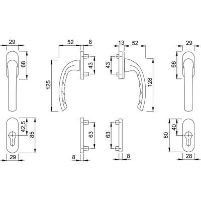 Produktbild von HOPPE® - FTT-Griffgarnitur, PZ, Tôkyô 0710RH/66N, TS 63-68, N 12, ALU naturfarb