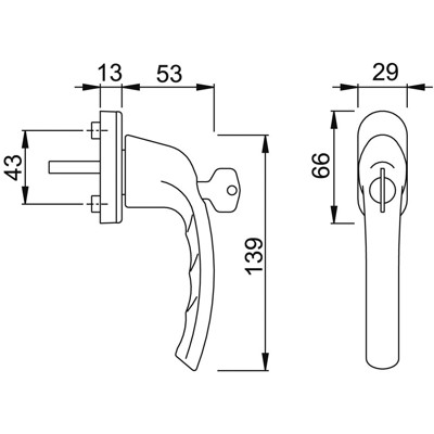 Produktbild von HOPPE® - DK-Fenstergriff,abschließbar,Tôkyô 0710S/U26 100NM, 7/32, F1