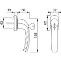 Produktbild von HOPPE® - DK-Fenstergriff,abschließbar,New York 0810S/U10 100NM, 7/35, F9016