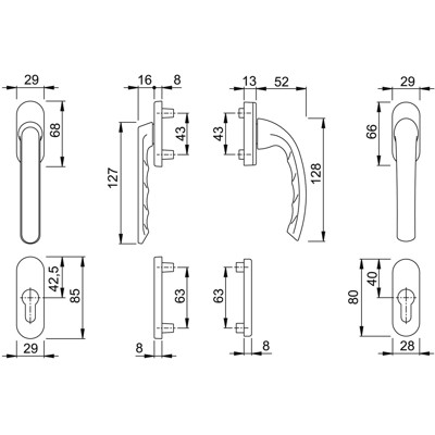 Produktbild von HOPPE® - FTT-Griffgarnitur, PZ, Tôkyô 099KH/66N, TS 63-68, N 12, ALU F8707