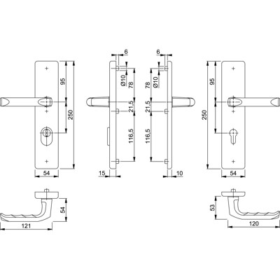 Produktbild von HOPPE® - SI-DRG 113/2222ZA/2210,LS eck.,15mm,ES1,ZA/PZ 72/8,F1,TS 37-47