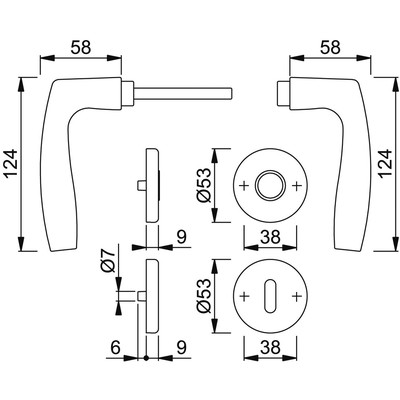 Produktbild von HOPPE® - Drückergarnitur Vitória 1515/42KV/42KVS,BB,8,F1,TS 37-42