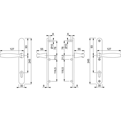 Produktbild von HOPPE® - Drückergarnitur New York 1810/3346, LS,PZ92/8,F9,TS 67-72