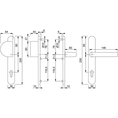 Produktbild von HOPPE® - Wechselgarnitur Liverpool 554/3357N/1313G, LS,PZ92/8,F1-2,TS 67-72