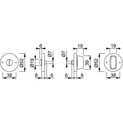 Produktbild von HOPPE® - Schlüsselrosettenpaar E42KVS,rund,WC/S, 8mm,TS 37-42,F69