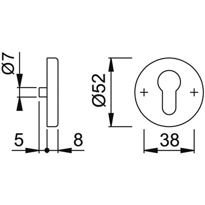 Produktbild von HOPPE® - Schlüsselrosettenpaar E42S,rund,PZ, 8mm,F69