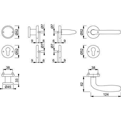 Produktbild von HOPPE® - Wechselgarnitur Cardiff E48/17KV/17KVS/1850Z,PZ,8,F69,TS 37-42