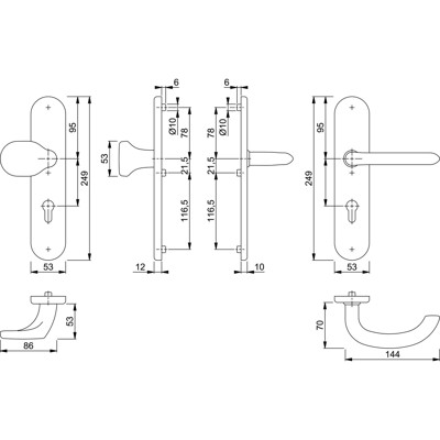 Produktbild von HOPPE® - SI-WSG E86G/3331/3310/1138Z,LS ov.,12mm,ES1/PZ 72/8,F69,TS 42-47