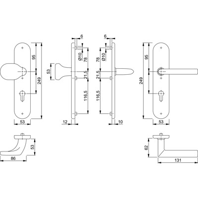 Produktbild von HOPPE® - SI-WSG E86G/3331/3310/1140Z,LS ov.,12mm,ES1/PZ 92/10,F69,TS 67-72