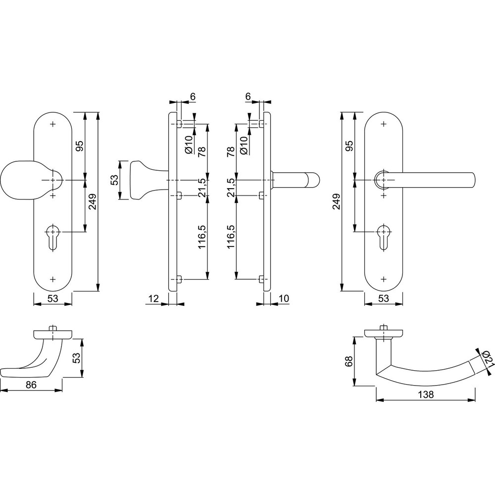 HOPPE® SI-WSG E86G/3331/3310/1430Z,LS ov.,12mm,ES1/PZ 92/10,F69,TS 67-72 Produktbild img2 L