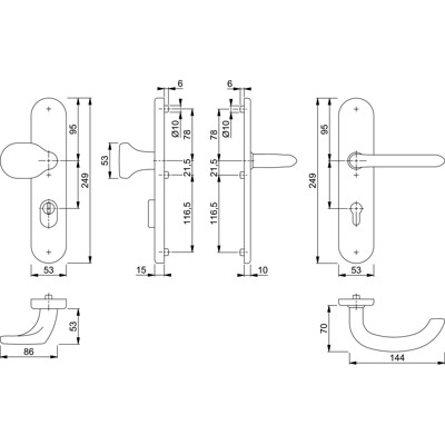 Produktbild von HOPPE® - SI-WSG E86G/3332ZA/3310/1138Z,LS ov.,15mm,ES1,ZA/PZ 72/8,F69,TS 42-47