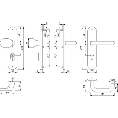 Produktbild von HOPPE® - SI-WSG E86G/3332ZA/3310/138Z,LS ov.,15mm,ES1,ZA/PZ 92/10,F69,TS 67-72