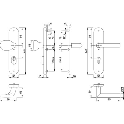 Produktbild von HOPPE® - SI-WSG E86G/3332ZA/3310/1400Z,LS ov.,15mm,ES1,ZA/PZ 92/10,F69,TS 67-72