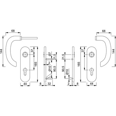 Produktbild von HOPPE® - Drückergarnitur Marseille E1138Z/353K, KS,PZ72/8,F69,TS 35-45