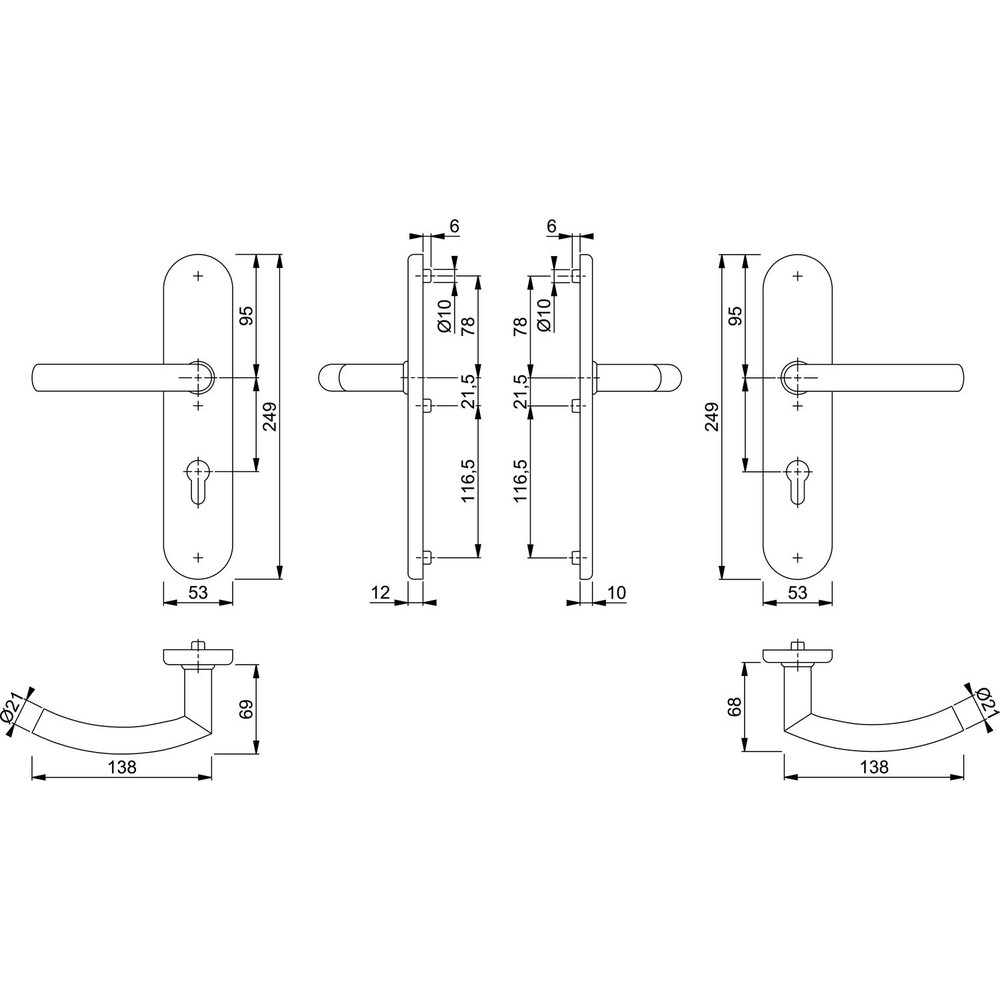 HOPPE® SI-DRG E1430Z/3331/3310,LS ov.,12mm,ES1/PZ 92/10,F69,TS 67-72 Produktbild img2 L