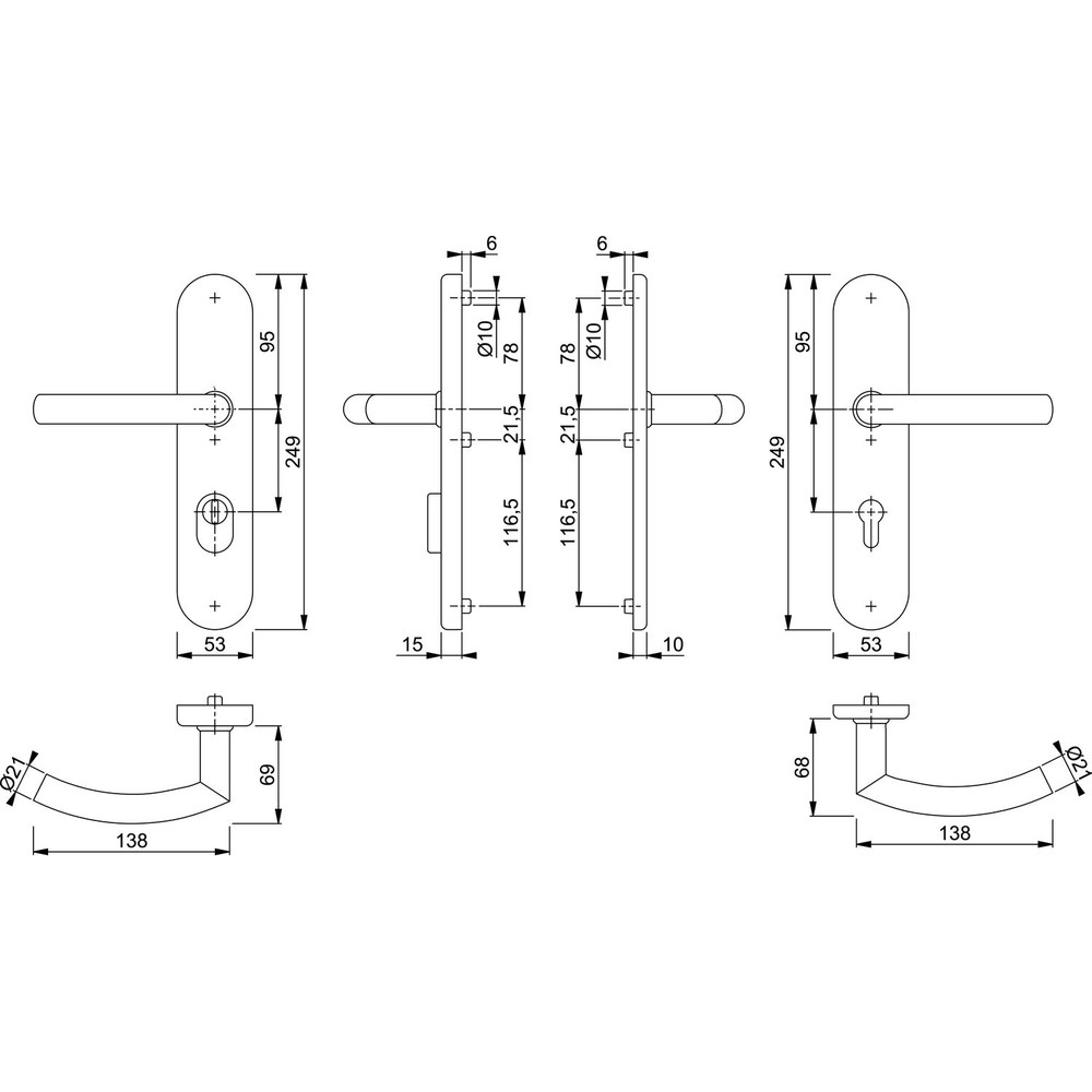 HOPPE® SI-DRG E1430Z/3332ZA/3310,LS ov.,15mm,ES1,ZA/PZ 92/10,F69,TS 67-72 Produktbild img2 L