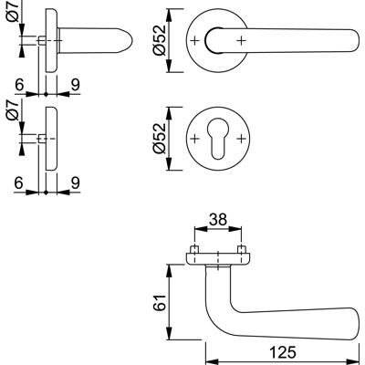 Produktbild von HOPPE® - Drückergarnitur Helsingborg E1730Z/17KV/17KVS,PZ,8,F69,TS 37-42