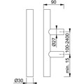 Produktbild von HOPPE® - Stoßgriff E5011,BA 1.200,L 1.600,Ø 30,F69