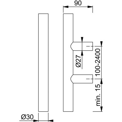 Produktbild von HOPPE® - Stoßgriff E5011,BA 1.200,L 1.600,Ø 30,F69