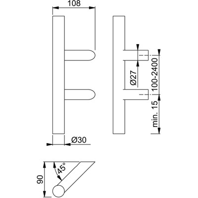 Produktbild von HOPPE® - Stoßgriff E5012,BA 400,L 600,Ø 30,F69