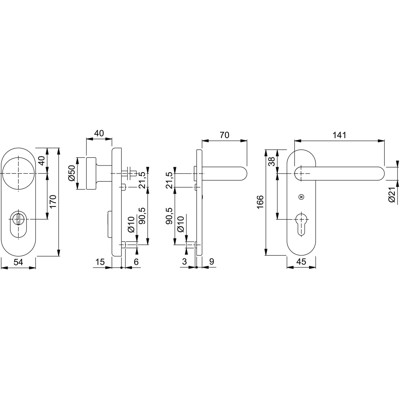 Produktbild von HOPPE® - SI-WSG FS-58/3332KZA/353K-1/138F,KS ov.,15mm,ES1,ZA/PZ 72/9,F1,TS 42-4