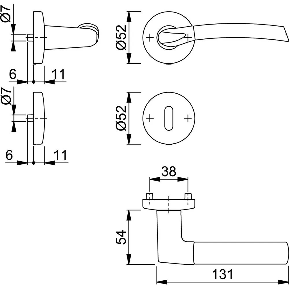 HOPPE® Drückergarnitur Bergen M1602/19KV/19KVS,BB,8,F49/F9,TS 37-42 Produktbild img2 L
