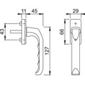 Produktbild von HOPPE® - DK-Fenstergriff,London 013/U34, mit eckiger Rosette,VK7x35,F1 eloxiert