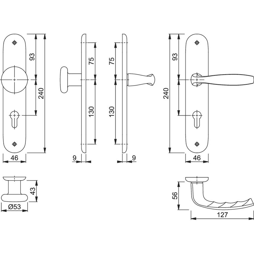 HOPPE® Wechselgarnitur New York 53/273P/1810, LS,PZ72/8,F1,TS 37-42,o. No. Produktbild img2 L