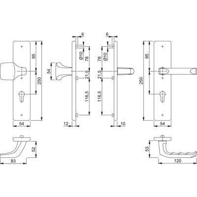 Produktbild von HOPPE® - SI-WSG 61G/2221/2210/113,LS eck.,12mm,ES1/PZ 92/10,F4,TS 67-72