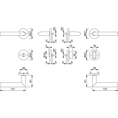 Produktbild von HOPPE® - Drückergarnitur Stockholm E1140Z/42KV/42KVS,WC/S,8(8),F69,TS 37-42