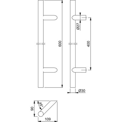 Produktbild von HOPPE® - Stoßgriff E5012,BA 400,L 600,Ø 30,F69