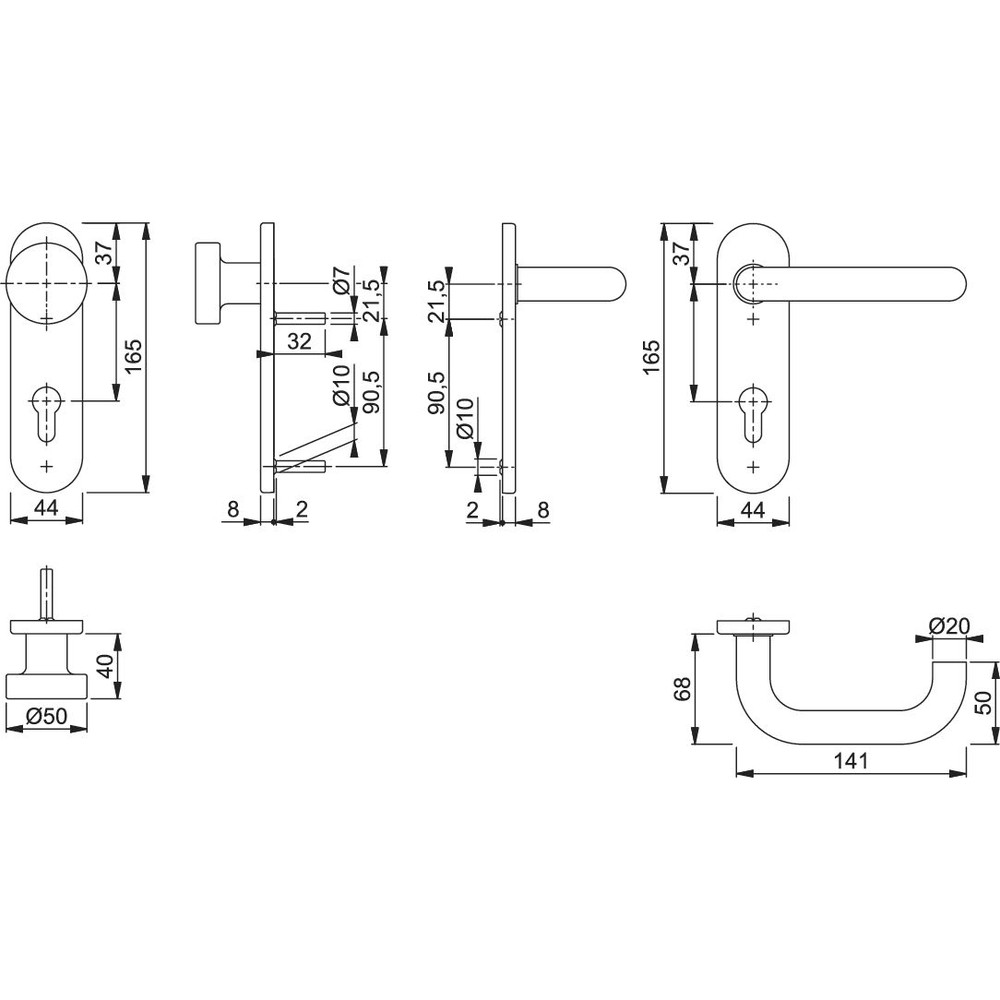 HOPPE® Wechselgarnitur Paris E58/353K/138Z, KS,PZ72/8,F69,TS 35-45 Produktbild img2 L