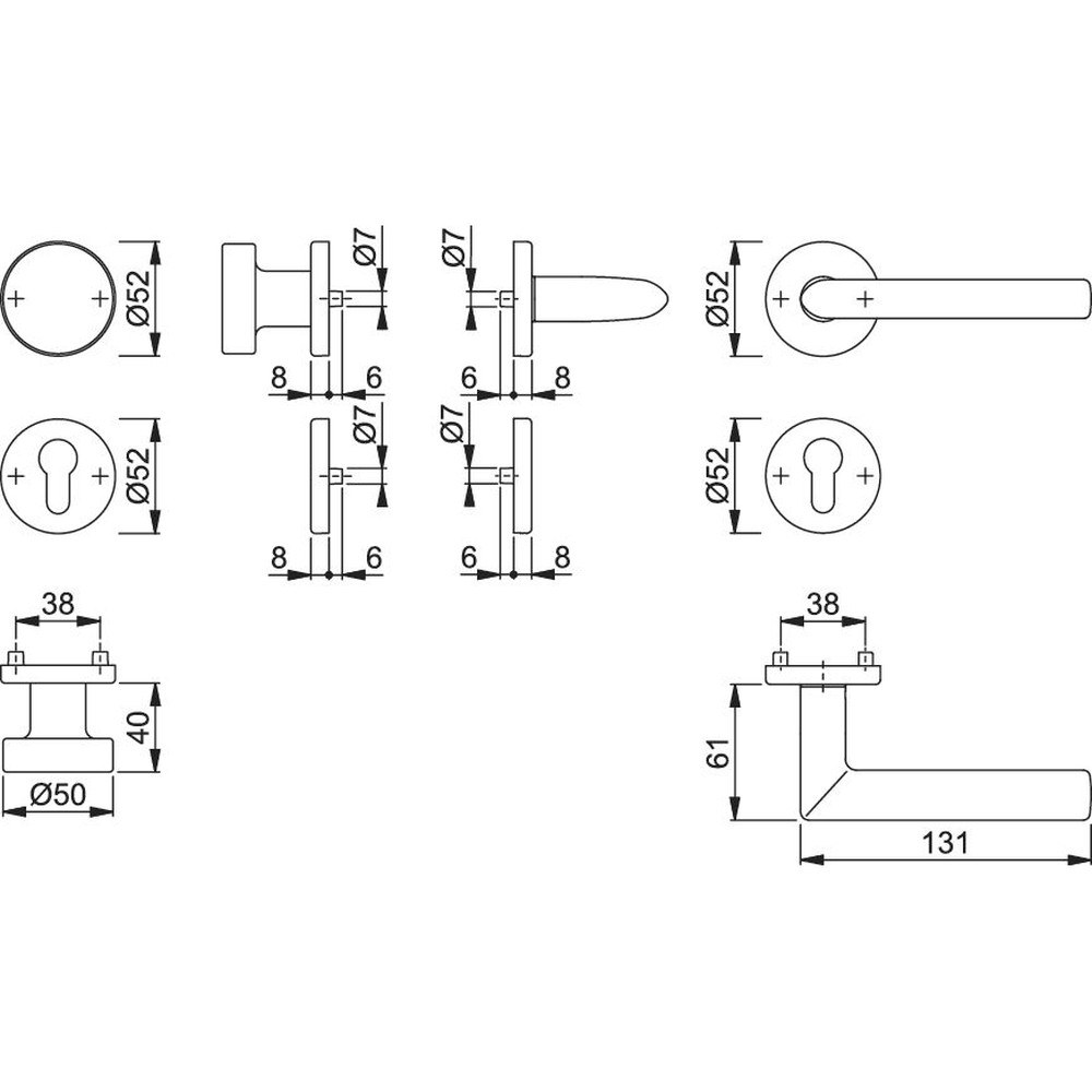 HOPPE® Wechselgarnitur Stockholm E58/42KV/42KVS/1140Z,PZ,8,F69,TS 40-45 Produktbild img3 L