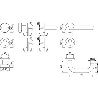 Produktbild von HOPPE® - Wechselgarnitur Paris E58/42KV/42KVS/138Z,PZ,8,F69,TS 37-42