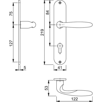 Produktbild von HOPPE® - Drückergarnitur Verona M151/302, LS,PZ72/8,F49-R,TS 37-47,o. No.