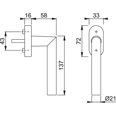 Produktbild von HOPPE® - DK-Fenstergriff,Amsterdam 0400/US956, mit ovaler Rosette,VK7x32-42,F1 