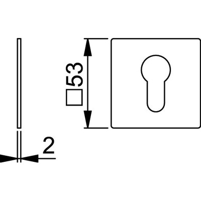 Produktbild von HOPPE® - Schlüsselrosettenpaar E848NS,eckig,PZ, 2mm,TS 35-45,F69