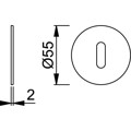 Produktbild von HOPPE® - Schlüsselrosettenpaar E849NS,rund,BB, 2mm,TS 35-45,F69