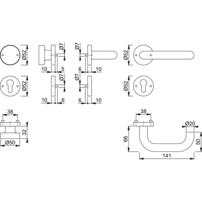 Produktbild von HOPPE® - Wechselgarnitur Paris E58/42H/42HKVS/138,PZ,8,F69,TS 40-45