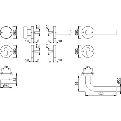 Produktbild von HOPPE® - Wechselgarnitur Bonn E58/42H/42HKVS/150,PZ,8,F69,TS 40-45