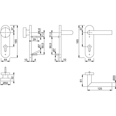 Produktbild von HOPPE® - Wechselgarnitur Amsterdam FS-E58/353KH/1400, KS,PZ72/9,F69,TS 40-65