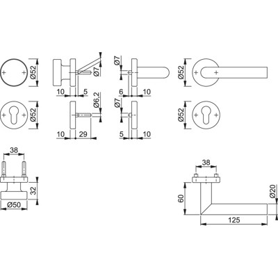 Produktbild von HOPPE® - Wechselgarnitur Amsterdam FS-E58/42H/42HS/1400,PZ,9,F69,TS 40-65