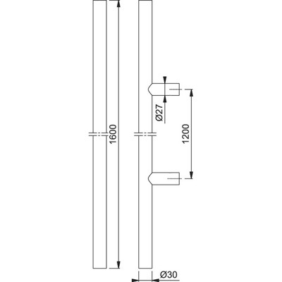 Produktbild von HOPPE® - Stoßgriff E5011,BA 1.200,L 1.600,Ø 30,F69