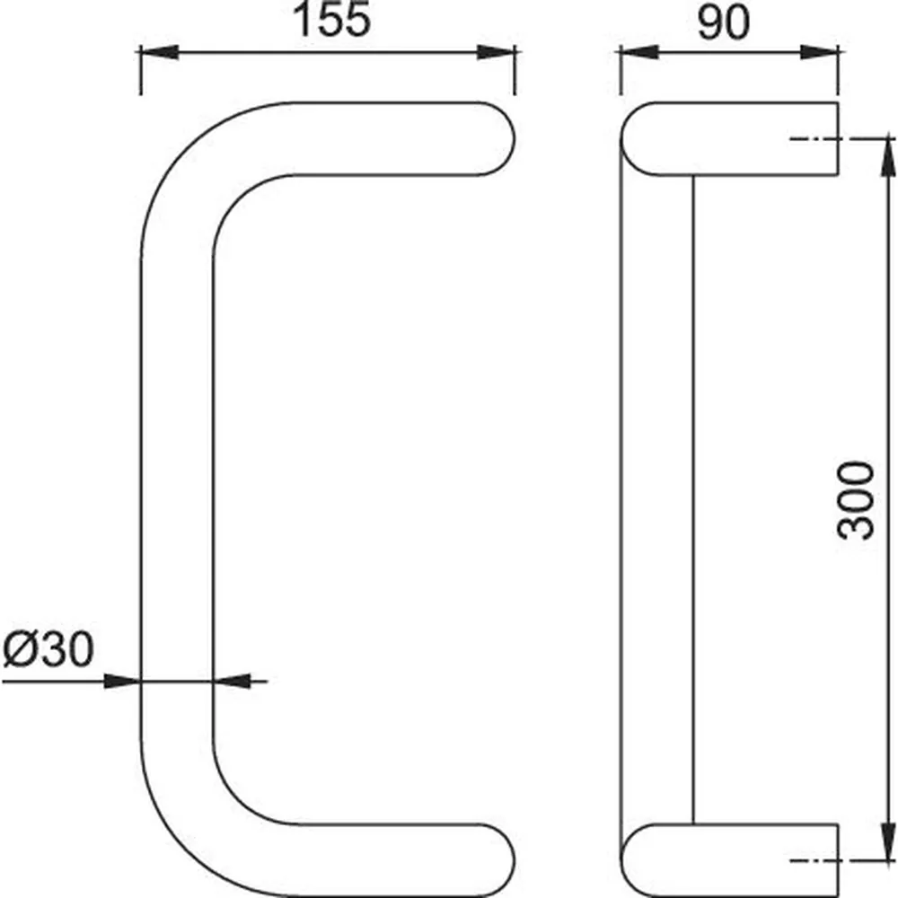 HOPPE® Stoßgriff E5110,BA 300,L 330,Ø 30,F69 Produktbild img3 L